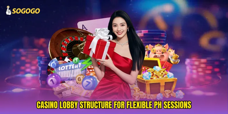 Casino lobby structure for flexible PH sessions
